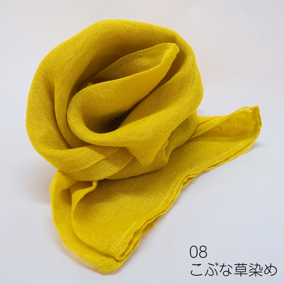 草木染リネンストール　こぶな草