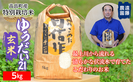 
【遠藤農園】令和6年度 山形県高畠町産 特別栽培米 ゆうだい21 玄米5 kg(1袋) 米 お米 おこめ ごはん ブランド米 産地直送 農家直送 F21B-173
