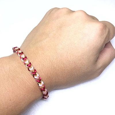 ふるさと納税 伊賀市 (組紐)ブレスレット　角杉組　鎖入金　ピンク　 |  | 01