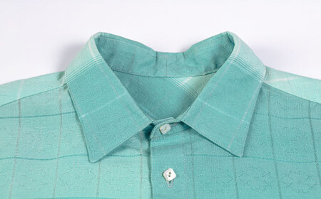 サマーシャツ　（ブルーグリーングラデーション / メンズ）琉球織物 両面浮花織 ファッション フォーマル カジュアル 冠婚葬祭 / 沖縄市 FABRIC SHOP MINAMI[BCCS008]