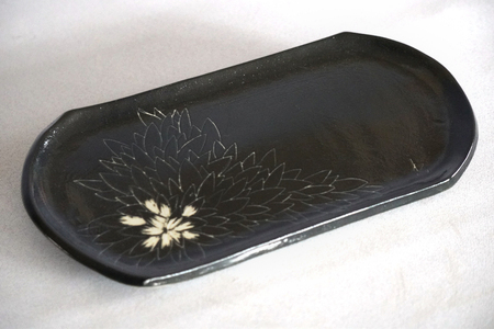 源太夫窯 和食器『長皿』1枚 [黒]｜食器 お皿 源太夫窯 げんだゆうがま 村山恵子 陶芸品 陶芸作品 陶芸 作家 作品 窯元 [0935]