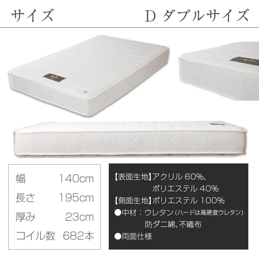 マットレス ダブル 夜香 ハイグレード2 ポケットコイル 源ベッド 国産マットレス 選べる3種の寝心地 圧縮梱包 両面仕様_CH041_Hdb