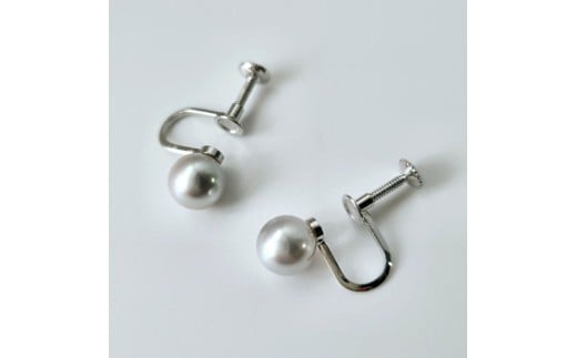 真珠 イヤリング パール アクセサリー ジュエリー ファッション  7.5mm SV 国産 あこや  冠婚葬祭 慶事 誕生日 結婚式 記念日 お祝い 贈答用 贈り物 ギフト プレゼント 普段使い おしゃれ カジュアル 三重県 伊勢 志摩市 / カジュアルにフォーマルに大活躍、ナチュラルグレーのパールピアス & イヤリング (イヤリング)