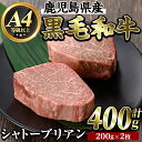 【ふるさと納税】鹿児島県産黒毛和牛＜A4等級以上＞シャトーブリアン(計400g・200g×2枚) 牛肉 ステーキ ステーキ肉 ヒレ フィレ 赤身 国産 鹿児島県産 黒毛和牛 肉 精肉 牛【ビーフ倉薗】