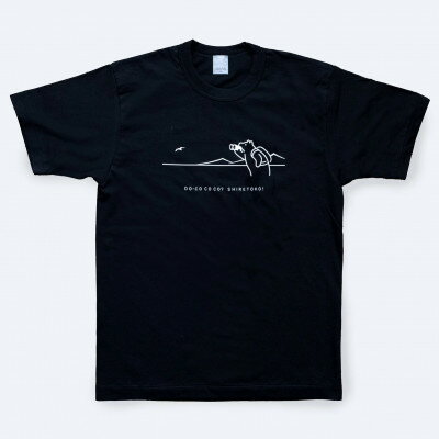 【ふるさと納税】「知床トコさん」×久米繊維　コットンTシャツ　双眼鏡柄/黒　XLサイズ　半袖【配送不可地域：離島・沖縄県】【1634956】