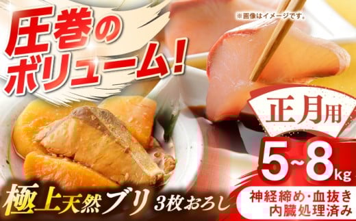 【正月用】　壱岐産　天然ブリ　3枚おろし　5kg～8kg《壱岐市》 【みやげ処 縁由】 [JBJ024]