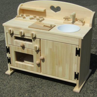ふるさと納税 泉佐野市 手作り木製ままごとキッチン GHK魚焼きグリル付き素材色バージョン 099H2156