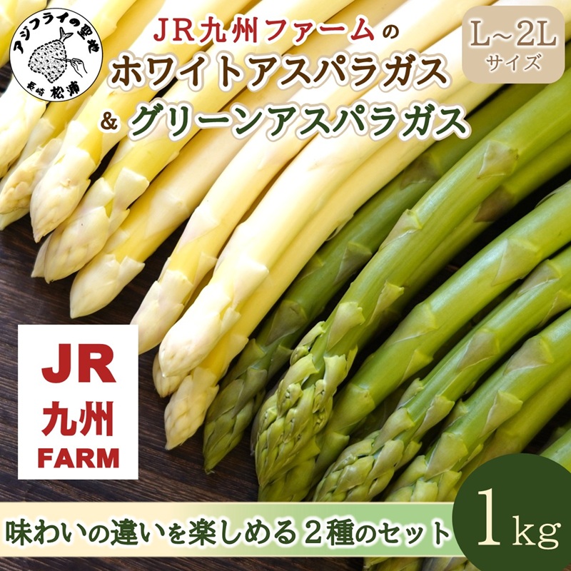 JR九州ファームのホワイトアスパラガス＆グリーンアスパラガス L～2Lサイズ 1kg ( アスパラガス ホワイトアスパラガス グリーンアスパラガス 国産 送料無料 長崎県 松浦市 )【B3-102】