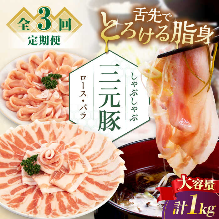 【ふるさと納税】【全3回定期便】北海道 平田牧場 しゃぶしゃぶ セット 1kg (ロース・バラ) ※だし・昆布ナシ 《喜茂別町》【平田牧場】 肉 豚肉 ロース バラ ロース肉 バラ肉 しゃぶしゃぶ 鍋 定期便 [AJAP181] 54000 54000円