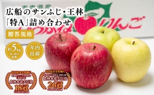
                  ≪年内発送≫ 贈答用 広船のサンふじ・王林詰合せ 約5kg 青森県産 特A【青森県 平川市 広船アップルクラブ】贈答 サンふじ ふじ 王林 りんご  果物 フルーツ 
                