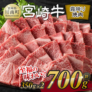 ※発送時期が選べる※宮崎牛霜降り焼肉 700g (350g×2) 【 肉 牛肉 国産 宮崎県産 宮崎牛 黒毛和牛 和牛 焼肉 BBQ 4等級 A4ランク 肩ロース 】
