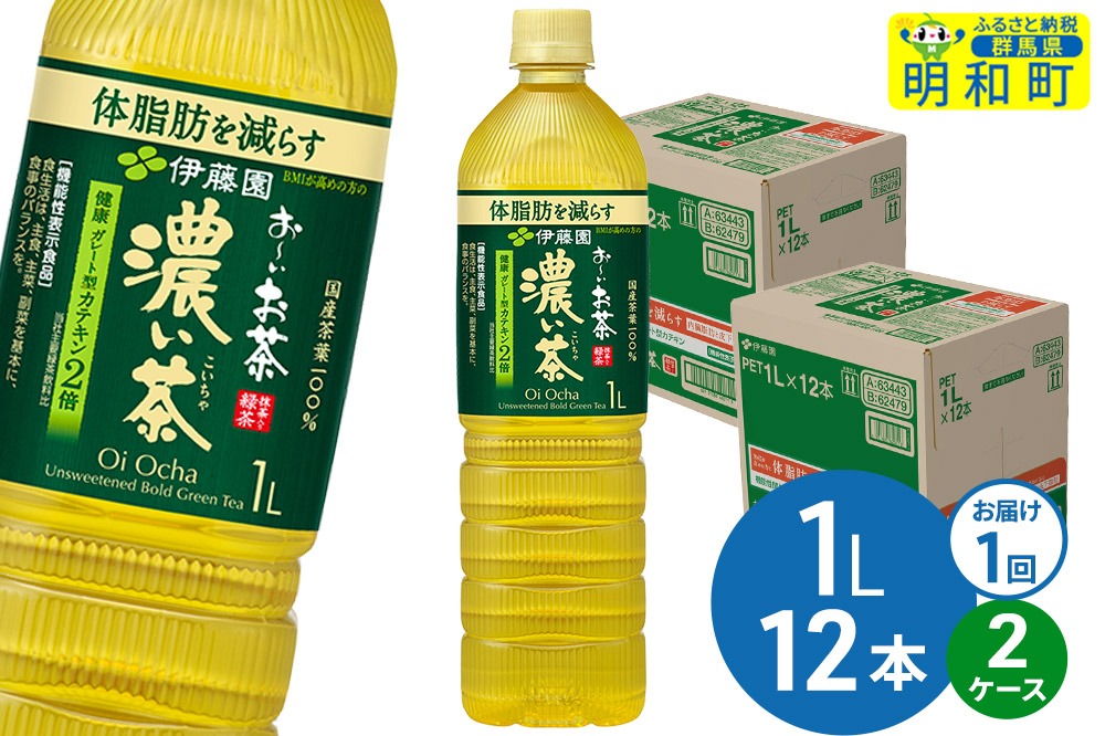 お～いお茶 濃い茶 伊藤園 ＜1L×12本＞【2ケース】1回のみ [ふるさと納税 お茶 緑茶 ペットボトル 国産 伊藤園]|10_itn-342401