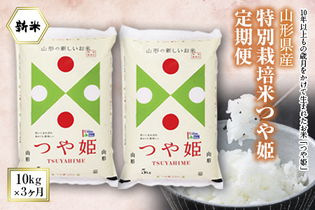 山形県産特別栽培米つや姫定期便3回(つや姫10kg×3ヶ月) つやひめ 山形 定期便 米 精米 白米 弁当 ごはん ご飯 コメ おにぎり 送料無料 プレゼント ギフト ふるさと納税 山形県 F2Y-4