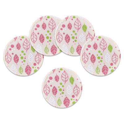 ふるさと納税 海南市 和歌山県海南市 友禅和紙コースター スプリングリーフ ピンク 5枚セット 北欧調のかわいいコースター