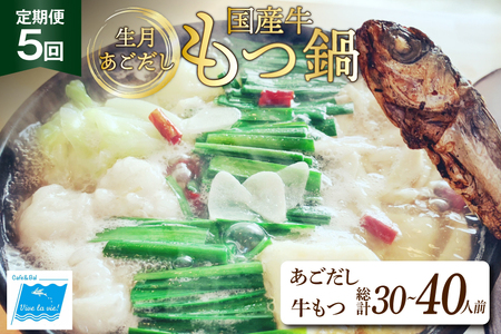 もつ鍋 あごだし セット 6～8人前 5回 定期便 総計 30～40人前 [Vive la vie! 長崎県 平戸市 hr42bgy420506]