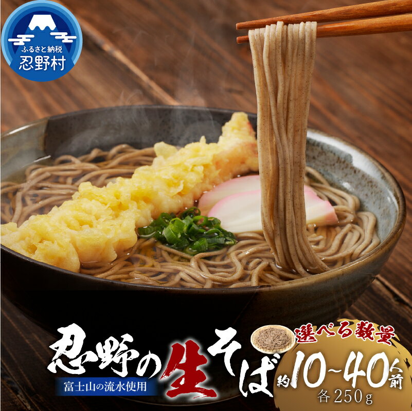 【ふるさと納税】 忍野の生そば 約10人前～約40人前 セット 蕎麦 生麺 箱入り 茹で方説明書付き 麺類 お取り寄せ 冷凍保存可 ざるそばもおすすめ 贈答 ギフト 国産 山梨県産 富士山の流水使用 送料無料 忍野村※沖縄県、離島不可 山梨県