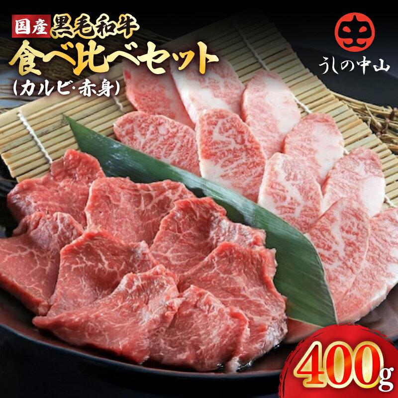 【ふるさと納税】うしの中山 食べ比べ カルビ・赤身セット 計400g[カルビ×200g 赤身×200g] 和牛 黒毛和牛 焼肉 バーベキュー シチュー カレー【株式会社nixy 中山亭 鹿屋店】