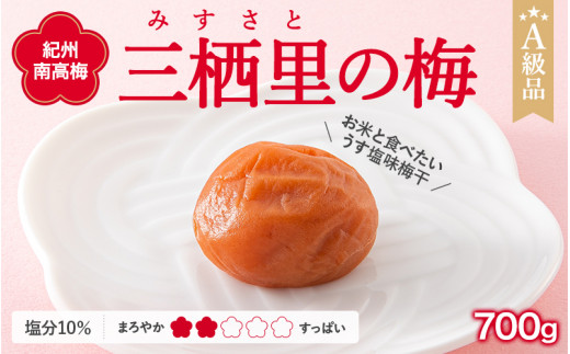 紀州南高梅　三栖里の梅（塩分10%）　700g  / 田辺市 紀州南高梅 南高梅 梅干し 梅干 梅  肉厚 お米 おにぎり 焼酎 梅酒 健康 お歳暮 プレゼント お祝い お歳暮プレゼント 【ske006-1】