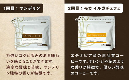 【全6回定期便】世界のコーヒー豆 満足便(粉) / 珈琲 コーヒー / 瀬戸市 / Ｃｏｆｆｅｅ　ＳＡＫＵＲＡ[BBAB153]