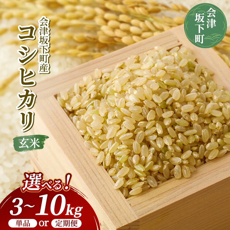 【ふるさと納税】【選べる容量・配送回数】会津坂下町産 コシヒカリ 3～10kg （令和7年産米）（玄米） | 米 こめ コメ 玄米 3kg 5kg 9kg 10kg コシヒカリ 定期便 3ヶ月 6ヶ月 ※2025年10月～発送