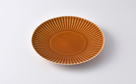 【波佐見焼】しのぎ 大皿2枚セット キャメル・アメ釉 食器 プレート【一龍陶苑】[CC89]