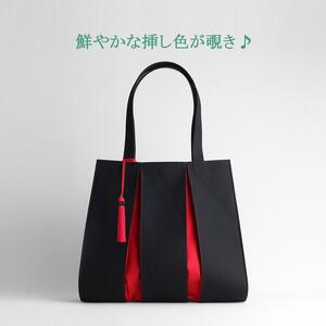 【京都 KOSHO】KOSHO ougi 帆布 トートバッグ ＋タッセル ＜ブラック/レッド（墨色/紅色)＞