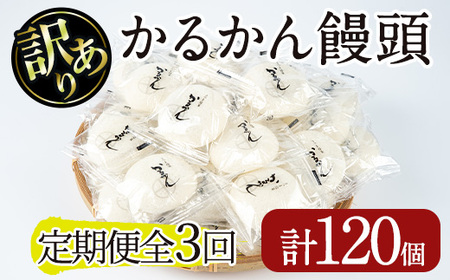 ＜定期便・全3回＞【訳あり】鹿児島の郷土菓子かるかん饅頭(40個×3回・計120個) 鹿児島県産 和菓子 かるかん【津曲食品】T27