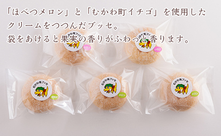 北海道むかわ町 むかわ竜ブッセ イチゴクリーム(2個)&メロンクリーム(3個)計5個 食べ比べセット 【 ふるさと納税 人気 おすすめ ランキング ブッセ 洋菓子 イチゴ メロン むかわ竜 カムイサウ