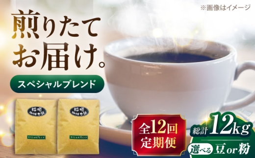 【豆でお届け】【全12回定期便】スペシャル ブレンド コーヒー 500g×2 ( 中煎り ) 《豊前市》【稲垣珈琲】 珈琲 コーヒー 豆 粉 [VAS175]
