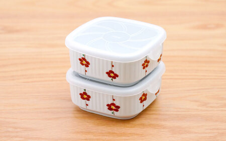 【波佐見焼】角パック 花木立 赤 2個セット【団陶器】[PB217]