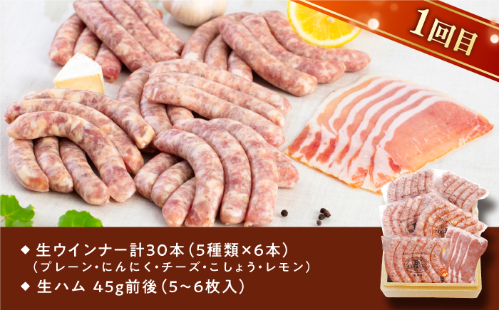 【全3回定期便】本場ドイツで連続金賞受賞！本格 ウインナーの バラエティ 定期便 ( ウインナー / ハム / 生ウインナー / 生ハム ) 糸島 / 糸島手造りハム バラエティーセット [AAC00