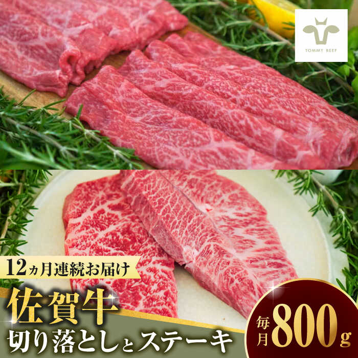 【ふるさと納税】【家計お助け返礼品】【全12回定期便】佐賀牛 至福の切り落としと赤身ステーキ食べ比べ 計9.6kg / 牧場直送 ブランド牛 和牛 黒毛和牛 小分け / 佐賀県 / 有限会社佐賀セントラル牧場[41ASAA226]