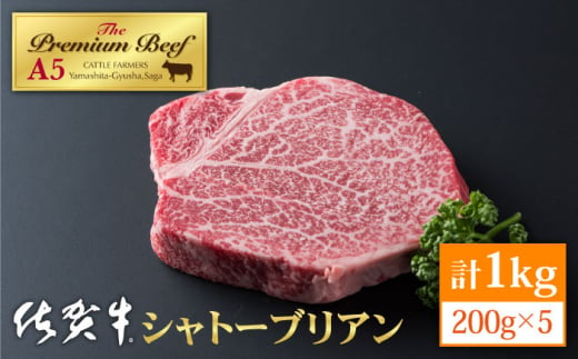 【2024年12月発送】佐賀牛 シャトーブリアン 1.0kg ( 200g×5枚 ) 【山下牛舎】 [HAD032]