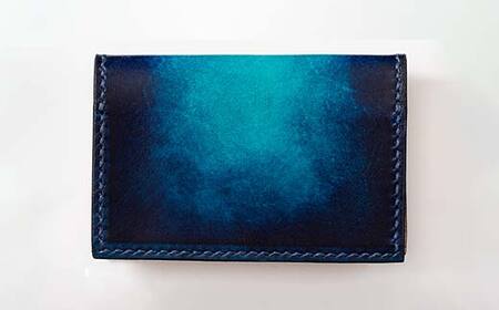【paikaji leather南風】 牛革 名刺入れ ブルー 名刺約20枚収納 F2Y-6525