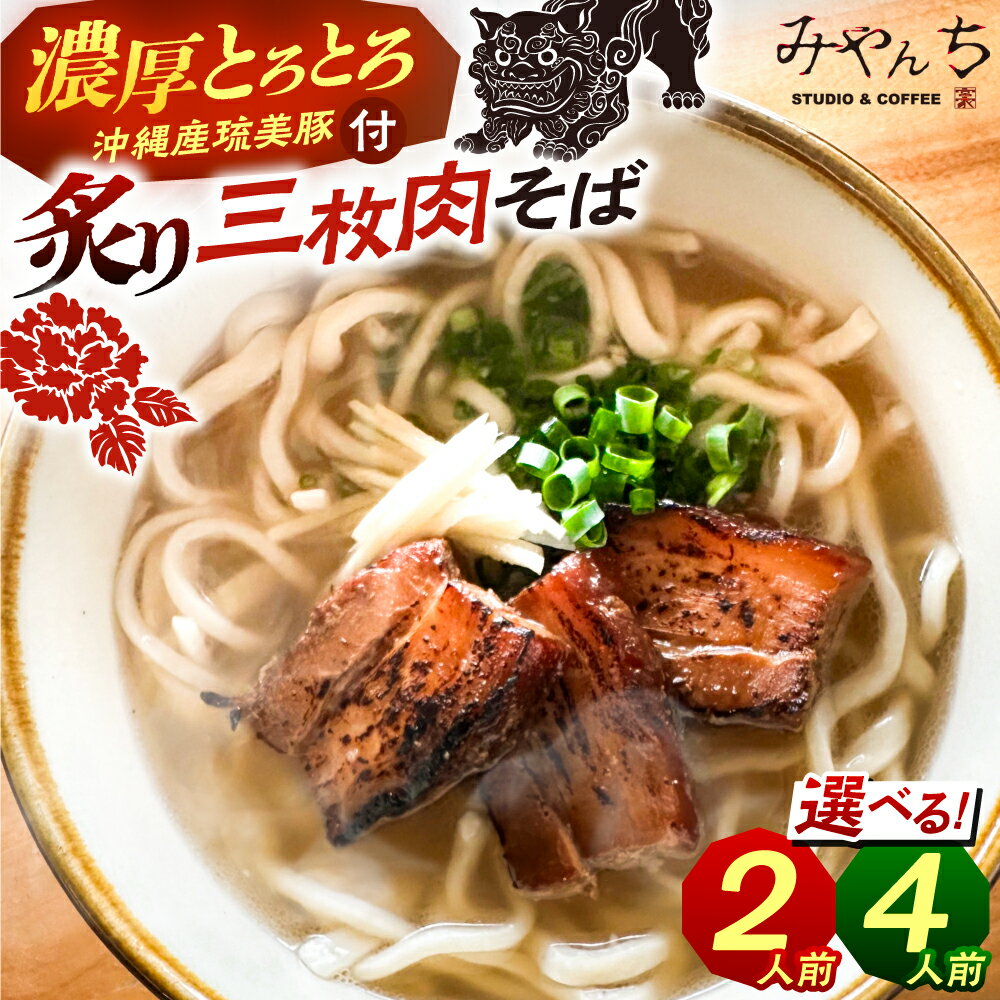 【ふるさと納税】炙り三枚肉そば (2人前 または 4人前) 沖縄そば おきなわそば ご当地グルメ お土産 ギフト おすすめ 沖縄市 / みやんち STUDIO&COFFEE