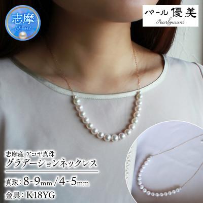 ふるさと納税 志摩市 志摩産 アコヤ真珠 8-9ミリ カジュアル&amp;グラデーション ゴージャス ネックレス
