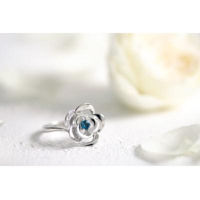 ふるさと納税 藤沢市 Blue Rose Pt トパーズ ダイヤモンドリング(7号)