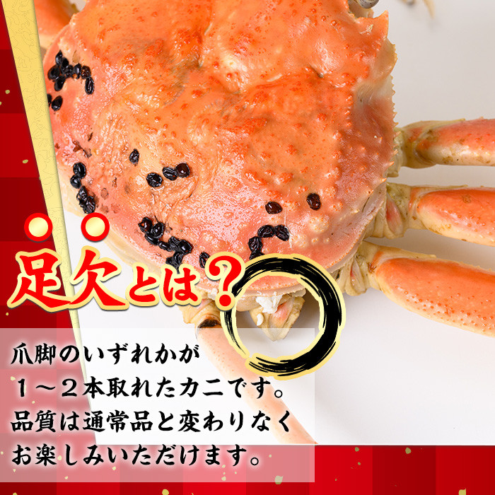 ＜金～日着※指定日・午前中着不可＞＜11月中旬～2月末発送予定＞浜茹松葉ガニ足欠(2枚/計約800g以上)【sm-BE001-D】【川口商店】