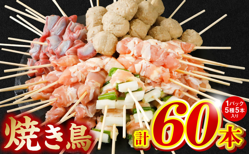 
            やきとり5種 60本(約1.5kg) （焼き鳥 やきとり 焼鳥 国産 鳥肉 鶏肉 国産鶏 やきとり串 焼き鳥串 焼鳥串 焼き鳥丼 やきとり丼 焼鳥丼 九州産 冷凍 小分け BBQ セット ランキング入り！ 人気急上昇中！
          