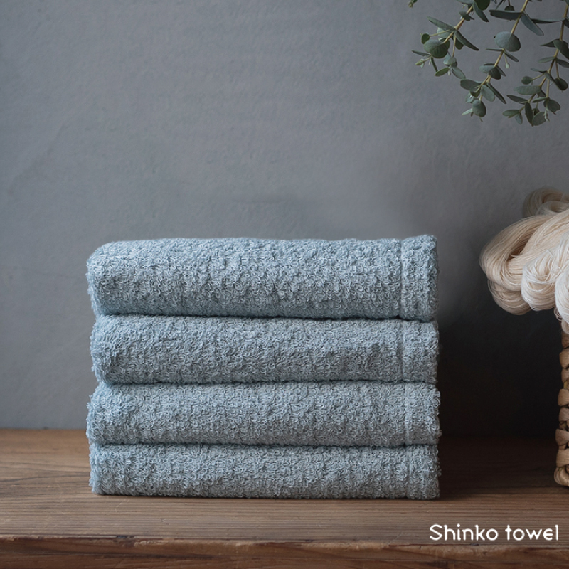 【TVで紹介！】おぅ！え～やん フェイスタオル（ブルー）4枚【泉州タオル 国産 吸水 普段使い 無地 シンプル 日用品 家族 ファミリー】  G3491