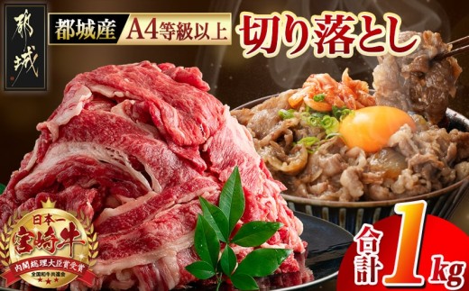 
                  宮崎牛切り落とし1kg_MJ-7702_(都城市) 牛肉 宮崎牛切り落とし肉(200g×5パック) 冷凍・小分けパック 切落とし肉 A4ランク
                