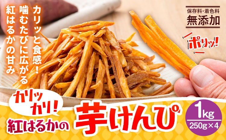 カリッカリ 紅はるかの芋けんぴ 1kg 1袋250g 熊本県大津町産 無添加《30日以内に出荷予定(土日祝を除く)》薩摩芋 さつまいも サツマイモ イモケンピ 保存料・着色料 不使用 小分け---oz_imkp_30d_r7_8000_1kg---