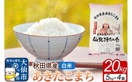 米 あきたこまち 令和7年産【白米】20kg（5kg×4袋）秋田県 大仙市産 [白米 精米 ブランド米 ご飯 ごはん 米どころ 秋田県 大仙市]