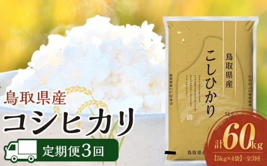 【定期便全3回】【令和8年産新米産】【食味鑑定士厳選】 鳥取県産 コシヒカリ20kg (5kg×4袋) 合計 60kg【定期便  米 お米 こめ 白米 こしひかり ご飯 ごはん 白ごはん 白ご飯 鳥取県 北栄町 おすすめ 人気 2025年産 令和8年産新米 厳選 セット 詰合せ 国産 送料無料】