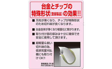特殊形状で軽くて安全、切れ味抜群！！最高級チップソー　剣の舞ウイング 雑貨 日用品 草刈用チップソー 日本製  外径255