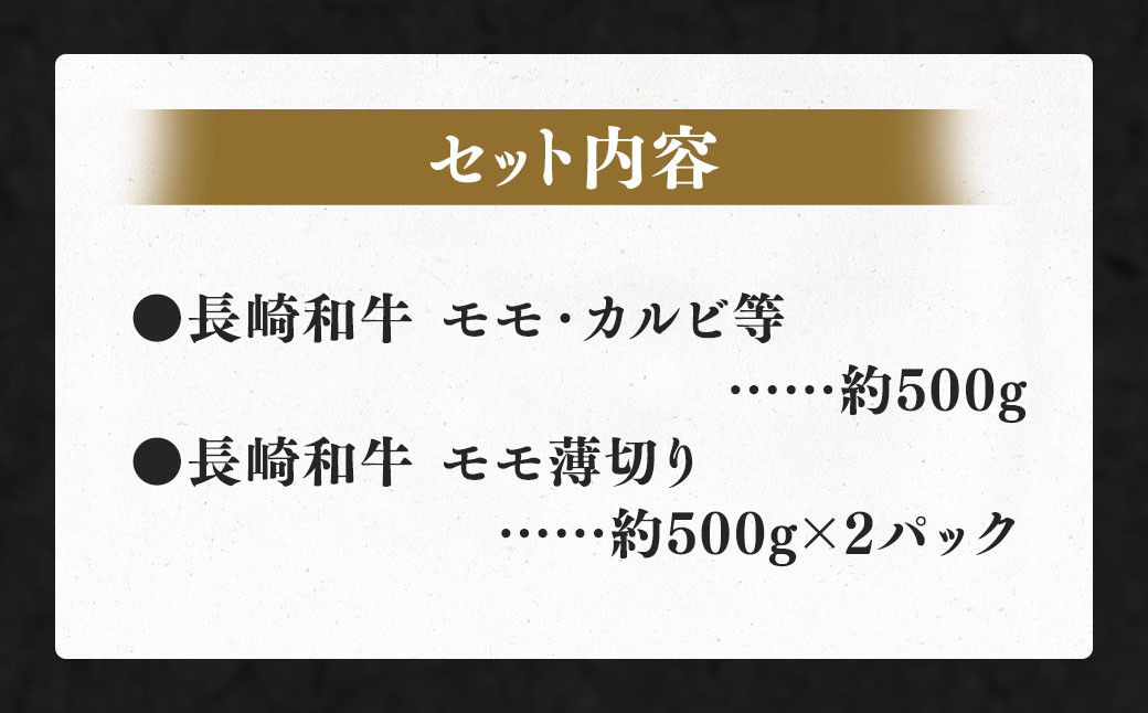 長崎和牛 焼肉・すき焼きセット B 約1.5kg モモ薄切り 国産