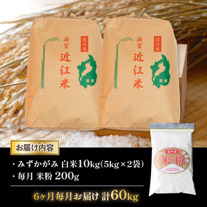 【定期便】令和5年産 みずかがみ 10kg 全6回 近江米 みずかがみ 米粉 200g付（竜王町 みずかがみ）