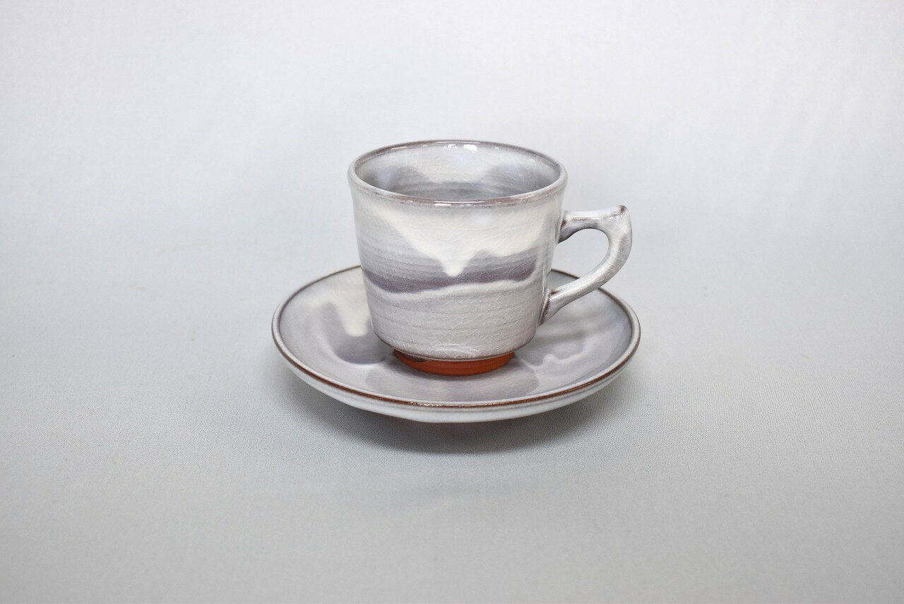 【ふるさと納税】萩焼 萩むらさきコーヒーカップ カップ ソーサー ティースプーン付き ティーカップ おしゃれ 陶器 お洒落 食器 おしゃれ食器 和風食器 ギフト 人気 モダン 和モダン かわいい 山口県 萩市 日本製 贈り物 プレゼント お祝い 高級感 上品 パープル ブルー系