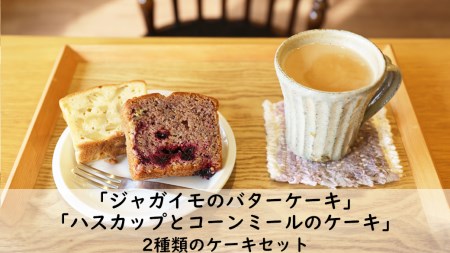 北海道産食材を使った ケーキ2種セット（ハスカップとコーンミールのケーキ・ジャガイモのバターケーキ）【山崎農園】 お菓子 洋菓子 ハスカップ じゃがいも じゃが芋 セット 冷蔵北海道 [AXAM002]