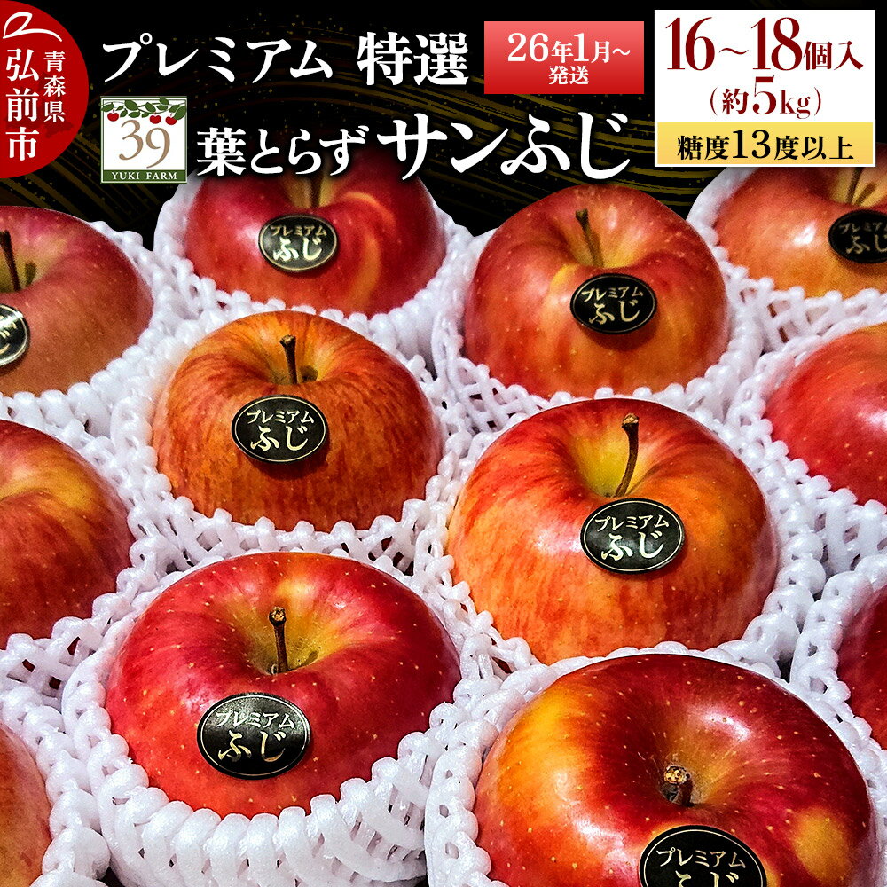 【ふるさと納税】【26年1月〜発送】りんご 【 数量限定 】糖度13度以上 「特選」プレミアム 葉とらずサンふじ 約 5kg 16〜18個